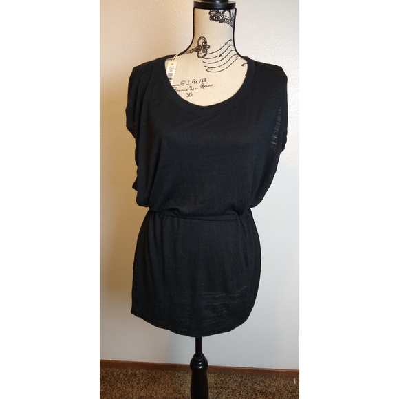 Max Studio Black Tie Waist Tee - Picture 1 of 8